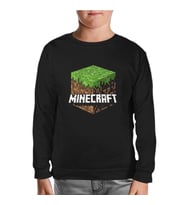 Minecraft - Cube Siyah Çocuk Sweatshirt