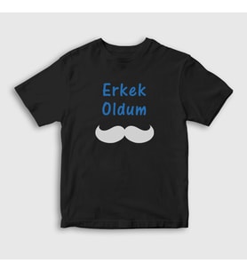 Presmono Unisex Çocuk Beyaz Erkek Oldum Sünnet T-Shirt 553580tt (Siyah)