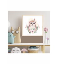 Baykuş Çocuk Odası Ahşap Çerçeve Tablo