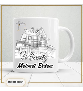 İsim Yazılı Mimar Porselen Kupa Strafor Köpükle Paketlenmiş Kırılmaz