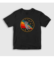 Presmono Unisex Çocuk Siyah Space Scottish Fold Kedi T-Shirt 290662tt