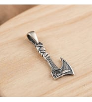 Gümüş Balta Kolye Ucu 925 Ayar Gümüş Mat Viking Baltası Figürlü Unisex Kolye Ucu
