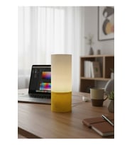 Modern Silindirik LED Masa Lambası 25 cm, Renkli Abajurlu, Çalışma ve Yatak Odası için (Krem)