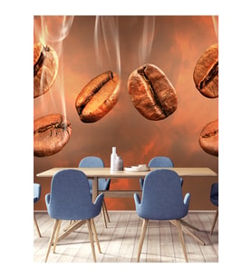 Dreamwall Cafe Kahve Çekirdekleri Desenli Isı Ve Ses Yalıtımlı Sağlıklı Tekstil Duvar Kağıdı
