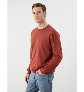 LCW ECO Turuncu Bisiklet Yaka Erkek Sweatshirt