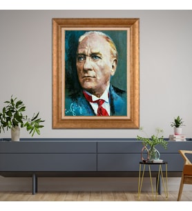 Altın Varaklı Paspartulu Çerçeveli Tablo rv1521