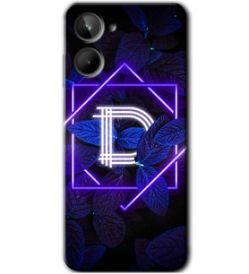 Realme 10 4G Kılıf HD Desen Baskılı Kılıf - Dark Neon Yaprak D Harfi