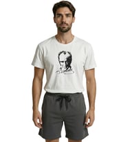 Kara Kalem Efektli Atatürk Portreli ve İmzalı Premium Erkek Tişört (Beyaz)