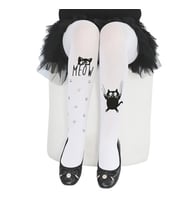 KIZ ÇOCUK KEDİ BASKILI KÜLOTLU ÇORAP 01 (Beyaz)