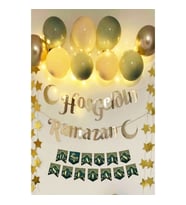 Hoşgeldin Ramazan Gold Yazı Ledli Zincir Balon Seti 11 Ayın Sultanı Ramazan Ev Süsleme Seti-