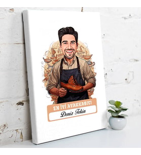Kişiye Özel Hediye Karikatürlü En İyi Erkek Ayakkabıcı Kanvas Tablo