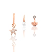 Gümüş Rose Zirkon Taşlı Deniz Kombin Üçlü Küpe Seti SGTL11787BEYAZ