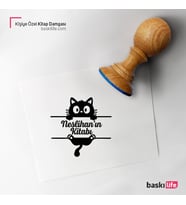 Kedi Kişiye Özel Kitap Damgası Kitap Mührü Kaşe Kitap Mühür Özel Damga 402