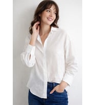 Nakışlı İşlemeli Oversize Beyaz Kadın Gömlek, Relax Fit