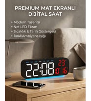 Büyük LED Dijital Çalar Saat RGB Renkli Gece Lambası Saat Tarih Gün Sıcaklık Göstergeli Masa ve Yata