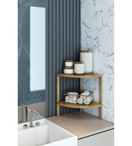 Fida Atlantik Çam Dekoratif Raf 2 Katlı Minimalist Yan Sehpa