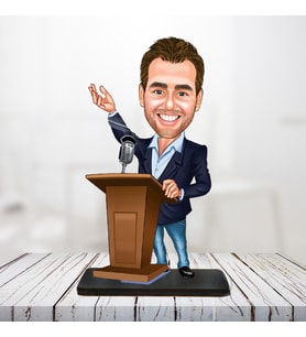 kişiye özel karikatür biblo konuşma yapan adam
