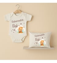 Pia Baby B21 %100 Pamuk Babaannesinin Balı Yazılı Tasarlanabilir Bebek Body Ve Yastık Kılıfı (Ekru)