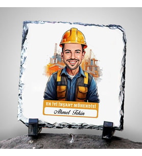 Kişiye Özel Hediye Karikatürlü En Başarılı Erkek İnşaat Mühendisi Dekoratif Taş