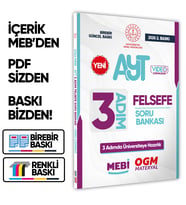 2026 AYT MEBİ-OGM 3 ADIM Felsefe Soru Bankası RENKLİ A4 Boyut Video Çözümlü BASKI ÜCRETİ