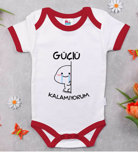 BK Kids Güçlü Kalamıyorum Tasarımlı Kırmızı Bebek Body Zıbın-1
