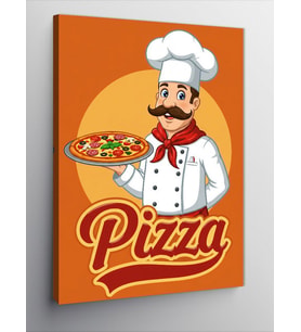 Kanvas Tablo Şef Ve Pizza Posteri