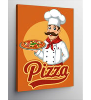 Kanvas Tablo Şef Ve Pizza Posteri