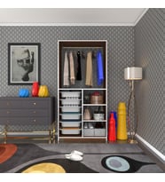 Kenzlife giysi dolabı yalın cvz 180*090*30 kapaksız arkalıksız 6 sepetli (Beyaz)