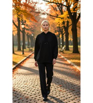 Kadın Moda Şık Oversize Kapüşonlu Düşük Kol Uzun Geniş Kalıp İçi Polarlı Örme Spor Sweatshirt (Gri-M