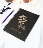 Kişiye Özel Bisiklet Temalı Siyah Kraft Kapaklı Defter - 45 Yaprak A5 (90 SAYFA) 15x21 Cm
