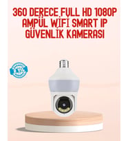360° Full Hd Wi-Fi Akıllı Ampül Kamera Gece Görüşlü