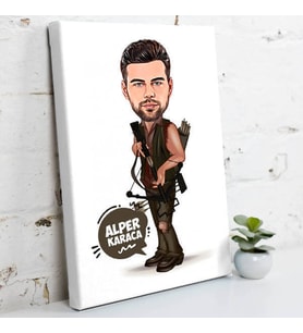Okçu Erkek Karikatürlü Kanvas Tablo