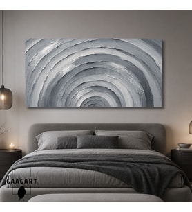 Panoramik Kanvas Tablo Dijital Baskı Gri KremrengiFırça Darbeleri