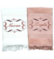İsim Nakışlı Kadife Yüz Havlusu 2 li Set 50x90 cm