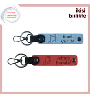 Eşinle Duygusal Müzik Anılarına Kalıcı Dokunuş, Kişisel Deri Anahtarlık Takımı, Gök Mavi-Nar Çiçeği