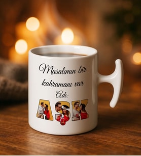 BK Gift Kişiye Özel Fotoğraflı Aşk Tasarımlı Beyaz Kupa Bardak-4, Arkadaşa Hediye, Sevgiliye Hediye, Doğum Günü Hediyesi