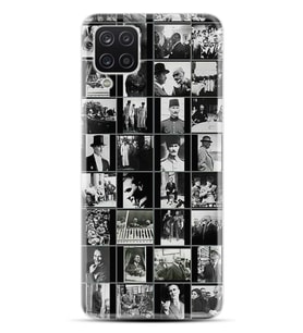 Samsung Galaxy A12 Uyumlu Desenli Silikon Resimli Atatürk Kolaj St-1330