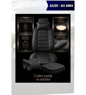 audi a3 2003 Koltuk ve Kılıf uyumlu Minder Yastık Lüks Siyah 2 Minder 2 Yastık