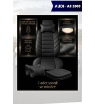 audi a3 2003 Koltuk ve Kılıf uyumlu Minder Yastık Lüks Siyah 2 Minder 2 Yastık