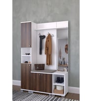 Montana Aynalı 4 Kapaklı Portmanto Takımı, Askılık, Vestiyer Ceviz