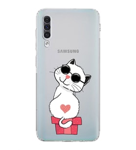 Samsung Galaxy A30s  Kamera Korumalı  Kapak Cool Cat Tasarımlı  Şeffaf Kılıf