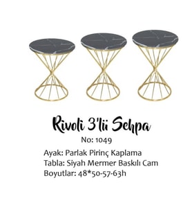 Brc RİVOLİ 14069 Zigon Metal Gold Renk kaplama Siyah Mermer temper cam El yapım