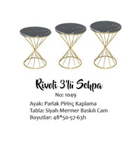 Brc RİVOLİ 14069 Zigon Metal Gold Renk kaplama Siyah Mermer temper cam El yapım