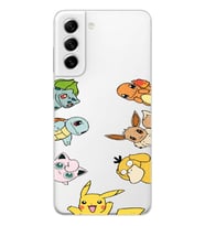 Samsung Galaxy S21 FE Uyumlu Pokemon Tüm Karakterler Tasarımlı Şeffaf Telefon Kılıfı