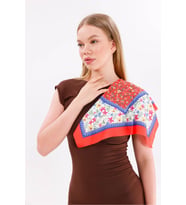 Kırmızı Rüya Model Fular Estascarf 48 x 48 Cm