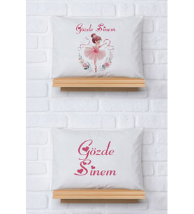 Pia Baby Premium %100 Pamuk İkili İsim Yazılı Kız Bebek Yastık Kılıfı – 35x45 cm Organik Baskı 5061-13 (Ekru)