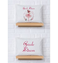Pia Baby Premium %100 Pamuk İkili İsim Yazılı Kız Bebek Yastık Kılıfı – 35x45 cm Organik Baskı 5061-13 (Ekru)