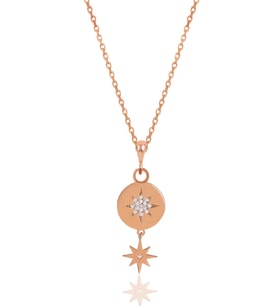 Gümüş rose zirkon taşlı kuzey yıldızı kolye SGTL12017ROSE