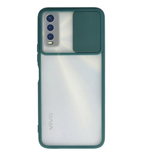 Durukar® Vivo Y11S Kılıf Palm Buzlu Kamera Sürgülü Silikon - Yeşil