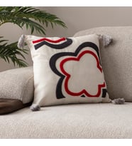 Comfort Punch Desenli Kırlent Kılıfı Kare Dekoratif Bohem Nakışlı Koltuk Yastık Kılıfı panç (Kırmızı Dama)